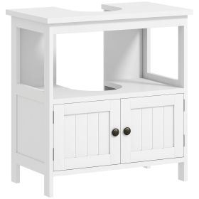 Pedestal Under Sink Cabinet Double Doors Modern Vanity Storage Unit Shelves White