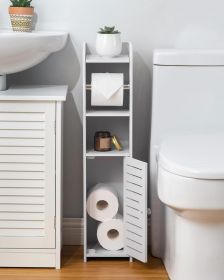 Toilet Paper Holder Stand: No Drill PVC Small Bathroom Cabinet for Apartment Dwellers - Rental Deposit Protection - Small Space Storage Toilet