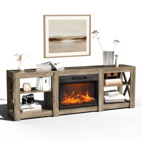 70 inch washed gray double-sided cross fireplace cabinet 177.8 * 34.5 * 60cm 23 inch fireplace core