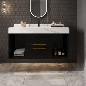 39.4" Bathroom Vanities with Ceramic Sink,Floating Bathroom Vanity,Wall Mounted Storage Cabinet with 2 Drawers and 2 Storage Spaces