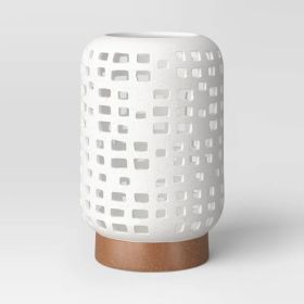 7.17"x6.26" Pillar Ceramic Lantern Candle Holder White (Option: 1122)