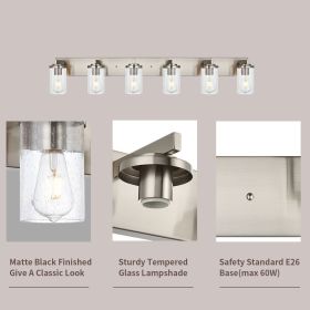 4/5/6-Light Vanity Light in Brushed Nickel Finish, Vintage Farmhouse Mirror Lights with Clear Glass Shade. (Numbers of Light: 6-Light, Color: Brushed Nickel)